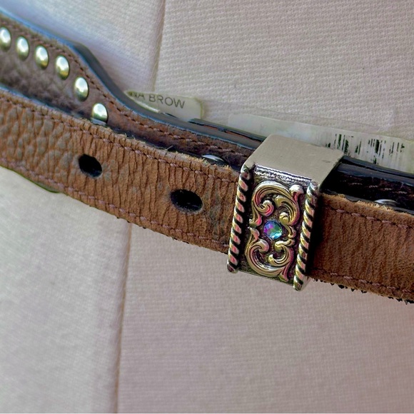 Ariat Women’s Handcrafted Brown Leather Belt Limited Edition Rhinestone Buckle - Picture 9 of 15